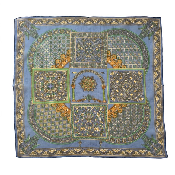 Hermes 42 Mousseline Ciels Byzantins Silk Muslin Scarf Authenticated - Picture 1 of 10